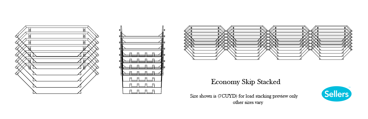 Stacked economy skip technical drawing